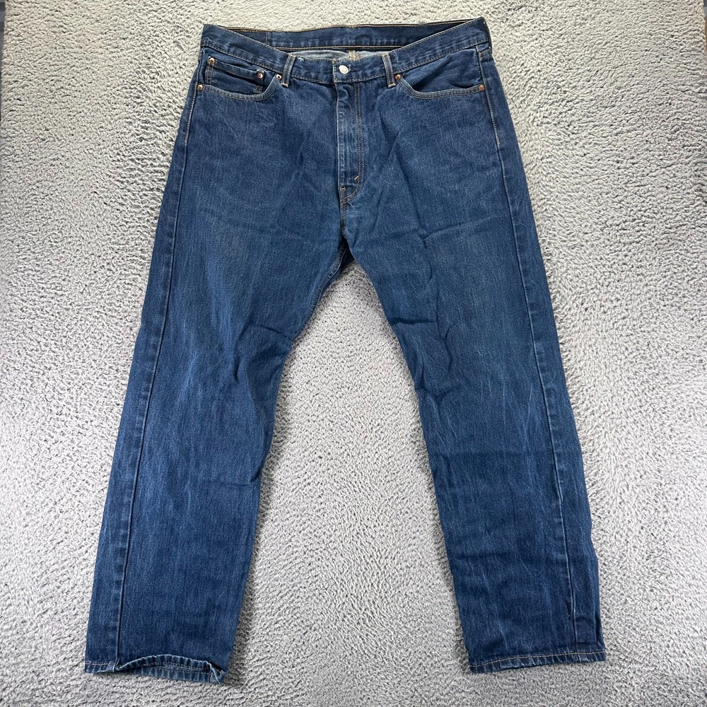 Levi's 505 Jeans Mens 40x32 Blue Cotton Denim Straight Leg Baggy Faded Workwear